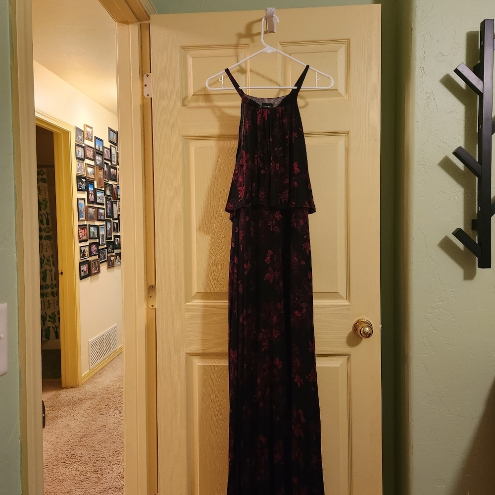 Black and purple maxi dress